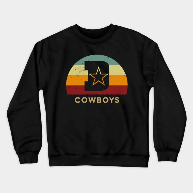 Retro Sunset - Dallas Cowboys Initial D Crewneck Sweatshirt by GoodIdeaTees